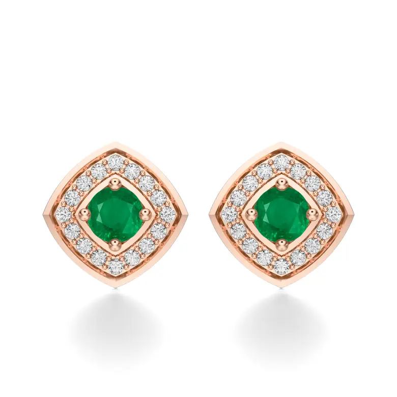 Kolczyki ze szmaragdem różowe złoto AJK_008